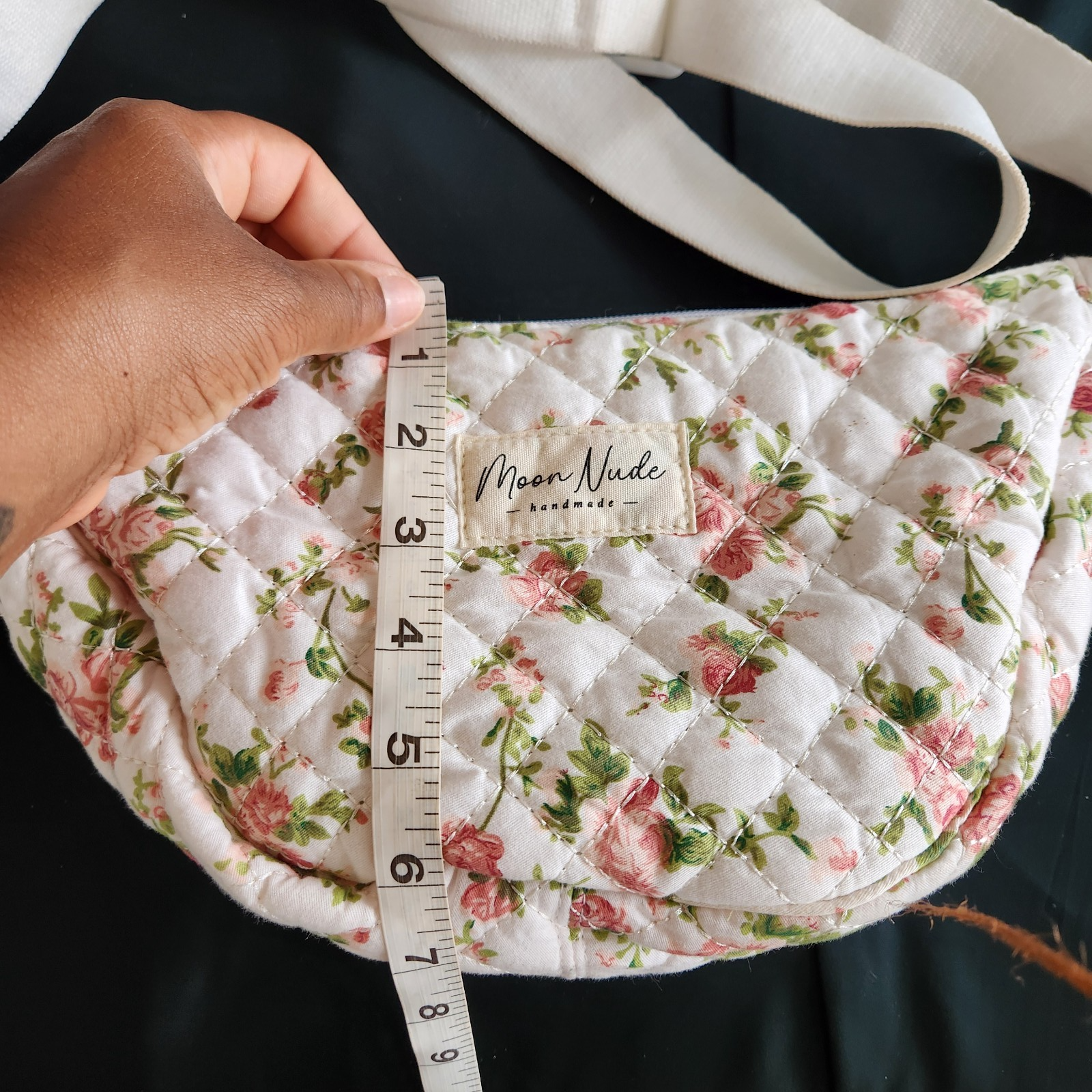 Moon Nude Roze Mini Floral Puffer Shoulder Bag Quilted Cottagecore Feminine Rose — image 7 of 8